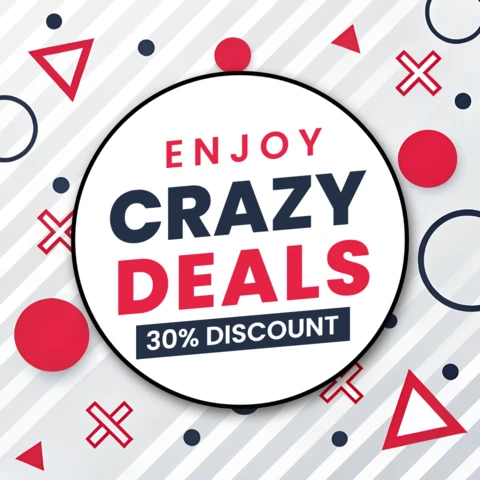 Modern Geometric Design Template for Promotional Flyers with Bold Discounts