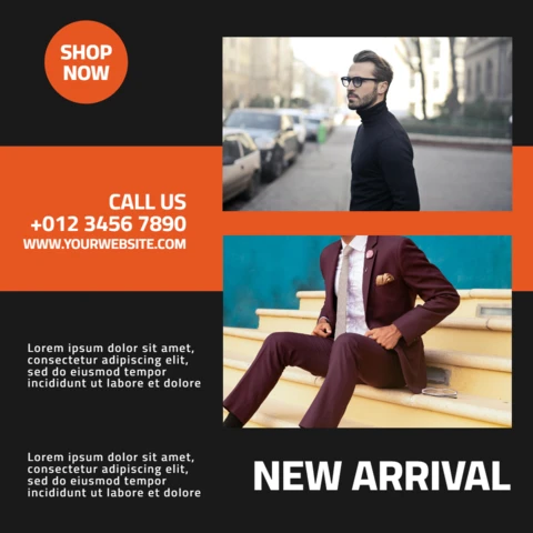 Schwarz und rot impactful instagram post design template
