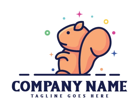 Cute Little Squirrel Logo Design Template
