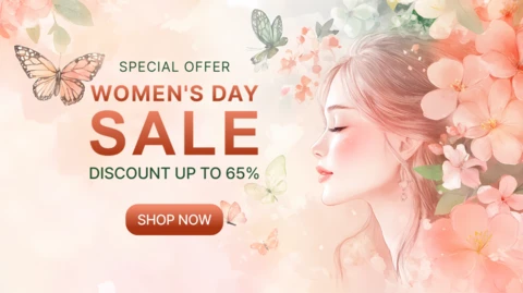 Ethereal Reverie Watercolor Women's Day Design for Marketing Brochure Template
