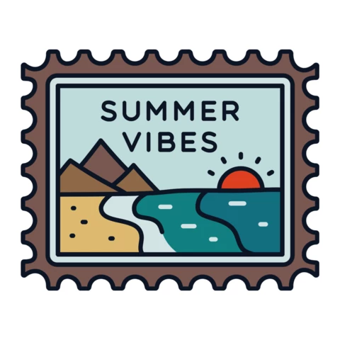 Summer Vibes Beach Badge Template Design