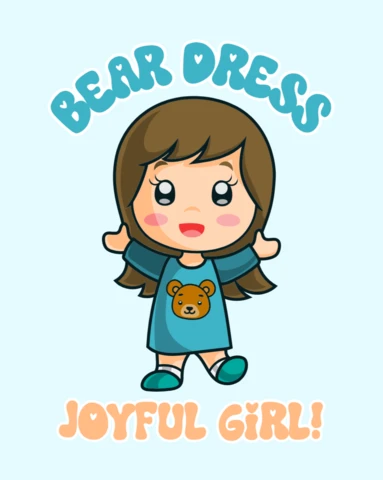 Joyful Girl in Pajamas Design Minimalist Chibi Template