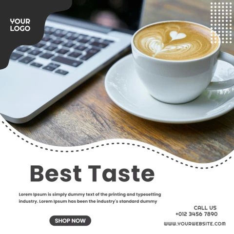Plantilla de diseño de póster para redes sociales con el mejor sabor de café