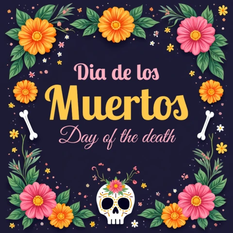 Dia De Los Muertos Floral Design Template for Celebration Posters