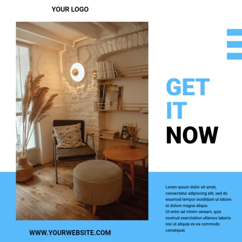 Modello di progettazione post Instagram collage geometrico blu