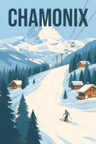 Chamonix Ski Adventure Design Template for Posters