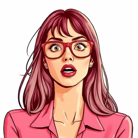 Plantilla de diseño gráfico editable con mujer sorprendida con gafas