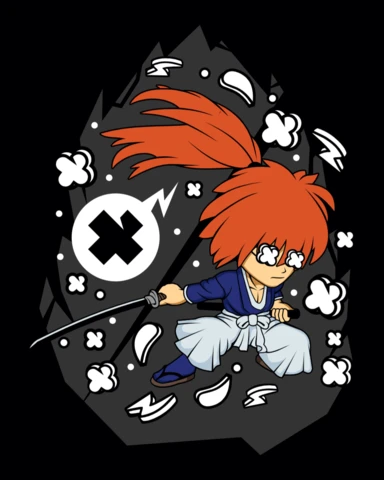 Samurai X Kenshin Himura Cartoon Character Poster Design Template
