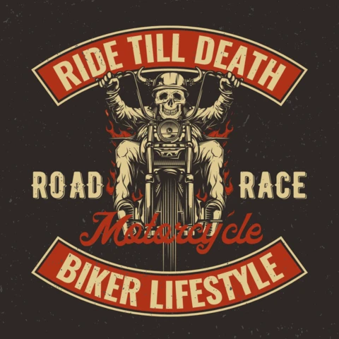 Biker On Motorcycle T-Shirt Design Template