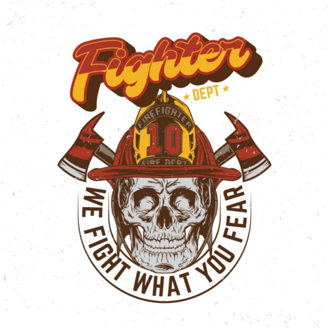 Firefighter With Skull And Ax T-shirt Design