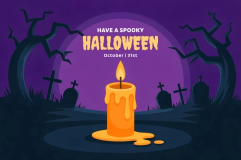 Spooky Halloween Candle Design Template for Posters and Flyers