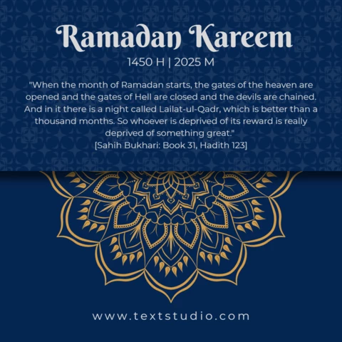 Niebiesko-białe złoto, elegancki post ramadan kareem w mediach społecznościowych