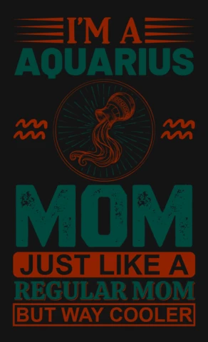 Modèle de design rétro pour les vêtements personnalisés de la maman aquarius