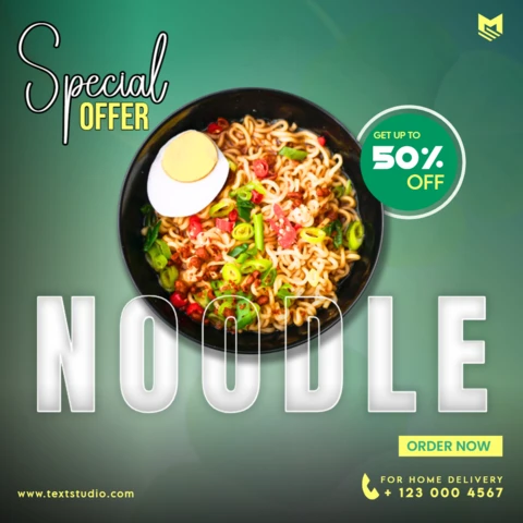 Special Offer On Delicious Noodles Food Instagram Template Design