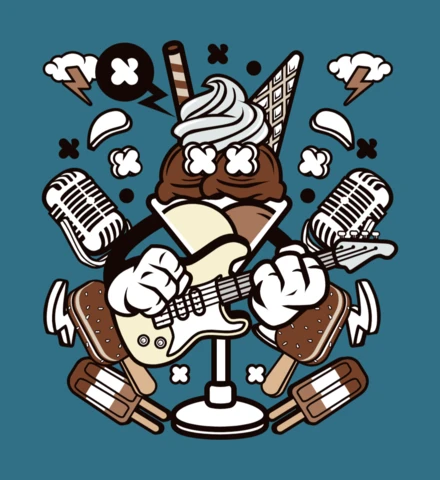 Ice Cream Rocker Cartoon Character Design Template