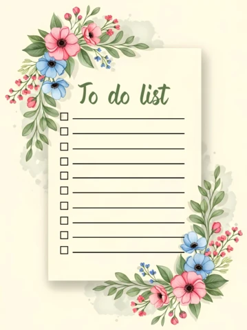 Floral To Do List Template Design for Organization and Planning