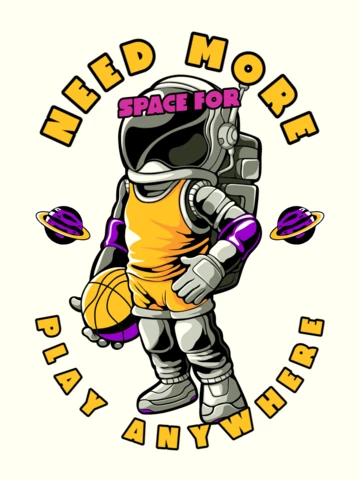 Need More Space Basketball Astronaut T-shirt Design Template