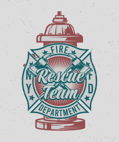 Fire Hydrant Rescue Team T-Shirt Design Template