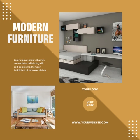 Modern Furniture Design Template for Home Decor Beige Brochure