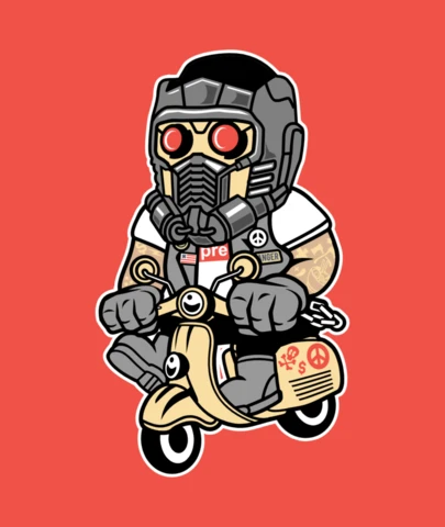 Modèle de conception de t-shirt de personnage de dessin animé Star Lord Scooter