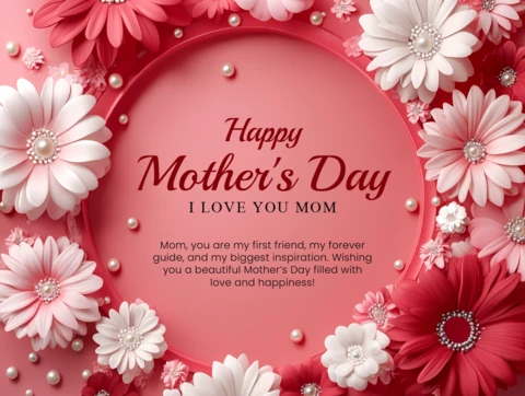 Floral Mother's Day Greeting Card Template Design