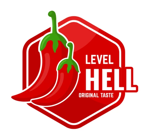 Modèle de conception de logo de niveau d'enfer de piments
