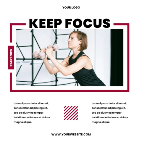 Modèle de conception de publication Instagram minimaliste pour un blog de gym motivant