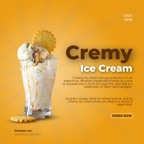 Plantilla de diseño de instagram para promoción de helado de naranja y chocolate