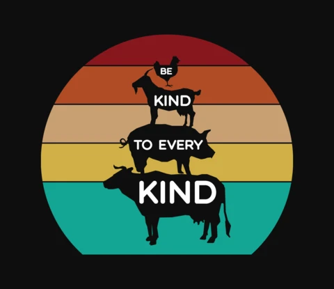 Be Kind To Every Kind Animals Vegan T-Shirt Design
