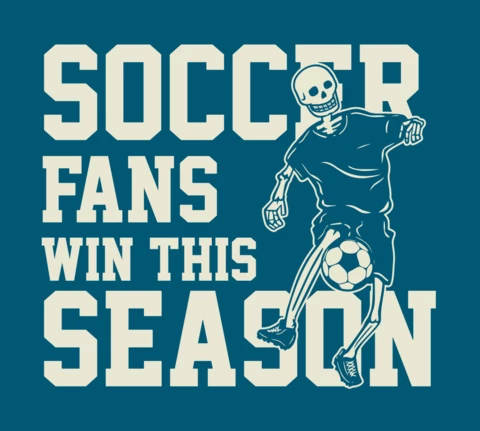 Skeleton Playing Soccer Vintage T-shirt Design Template