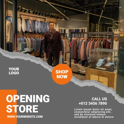 Menswear Store Opening Social Media Post Design Template