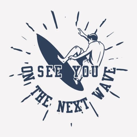 Man Surfing Vintage T-shirt Design Template