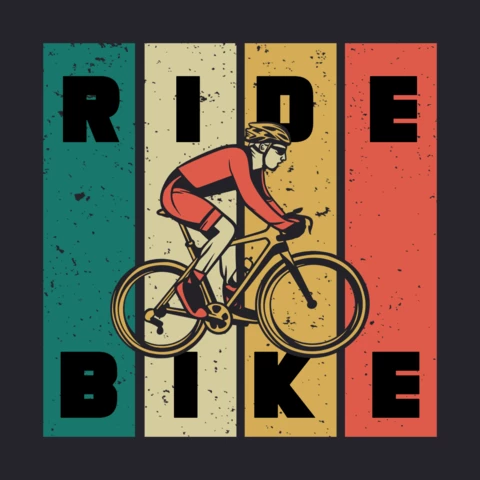 Man Riding Bicycle Vintage T-shirt Design Template