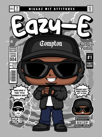 Easy E Rapper Cartoon Character Magazine Cover Design Template