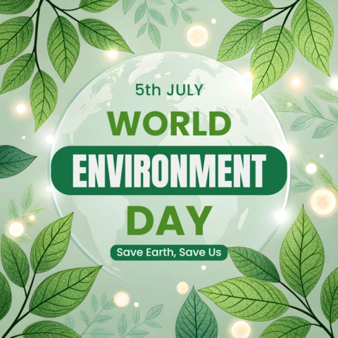 Modèle de design editable pour la journée mondiale de l'environnement avec une esthétique verte feuillue.