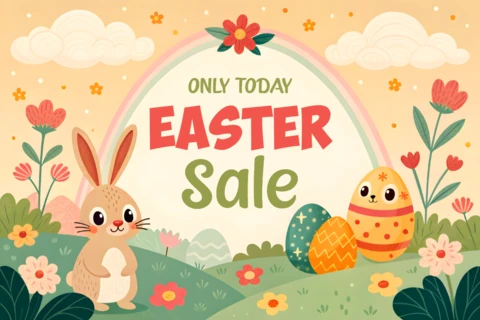 Plantilla de diseño de venta de Pascua caprichosa para promociones editables