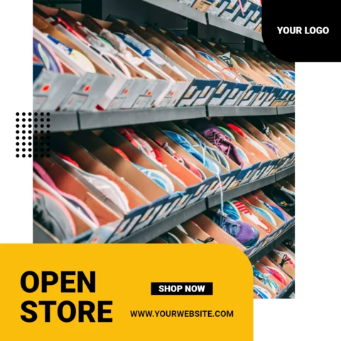 Negozio aperto streetwear sneakers vendita instagram post design template