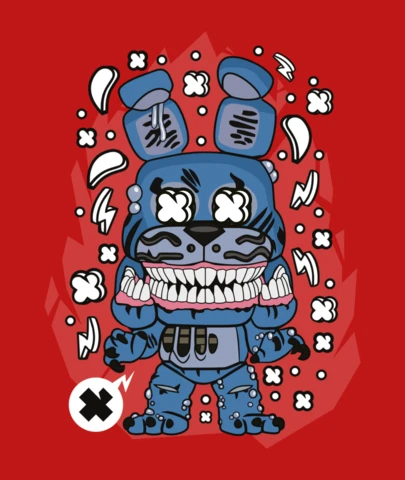Twisted bonnie fnaf popcultuur t-shirt ontwerpsjabloon