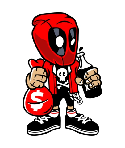 Deadpool straat bastaard pop cultuur t-shirt ontwerpsjabloon