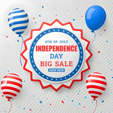 Independence Day Sale Design Template with Balloons and Stars