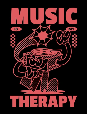 Music Is My Therapy A Creative Illustration for Sound Lovers T-Shirt Design Template