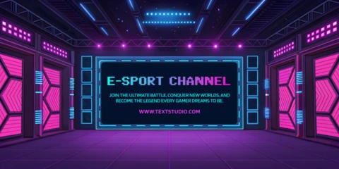 Plantilla de diseño de canal de e-sport futurista con gráficos de neón
