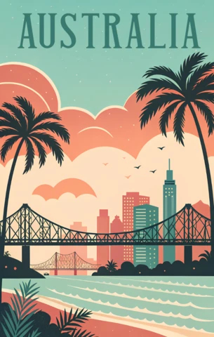 Modelo de design retro da Austrália para pôsteres de viagem