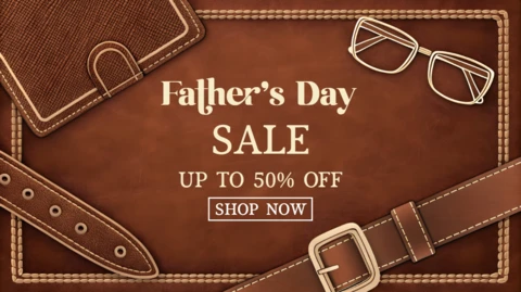 Vintage Leather Father's Day Sale Template with Brown Design