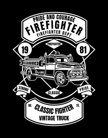 Firefighter Vintage Truck T-shirt Design Template
