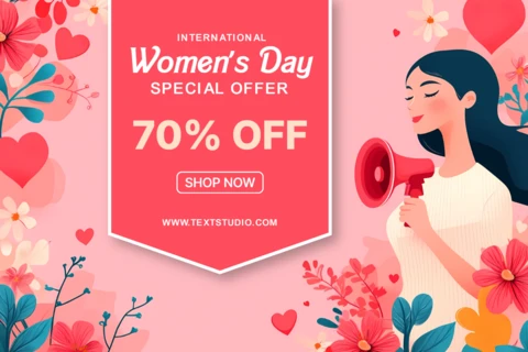 Women's Day Special Offer Design Template - 70% Off Celebration