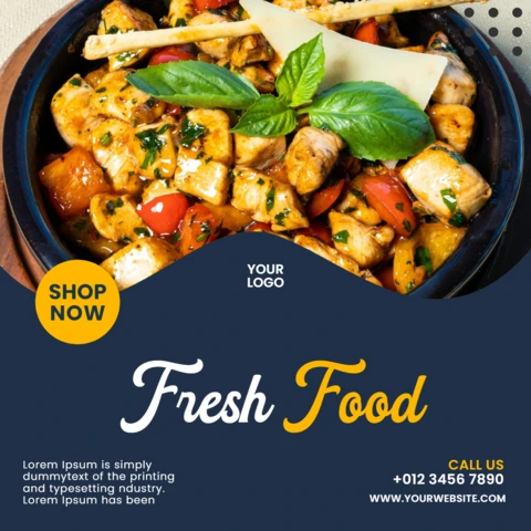 Fresh Food Restaurant Instagram Post Design Template