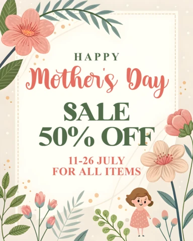 Floral Mother's Day Sale Template Design – Editable Promotional Brochure