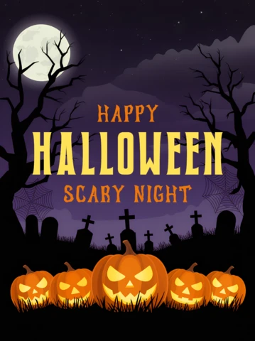 Spooky Halloween Pumpkin Design Template for Party Invitations