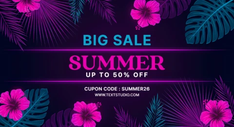 Vibrant Summer Sale Design Template with Tropical Floral Elements